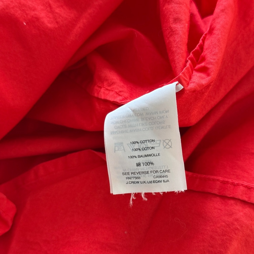J. Crew Bright Cherry Red Cotton Fabric Off-the-Shoulder Blouse, Size Medium - Picture 6 of 7